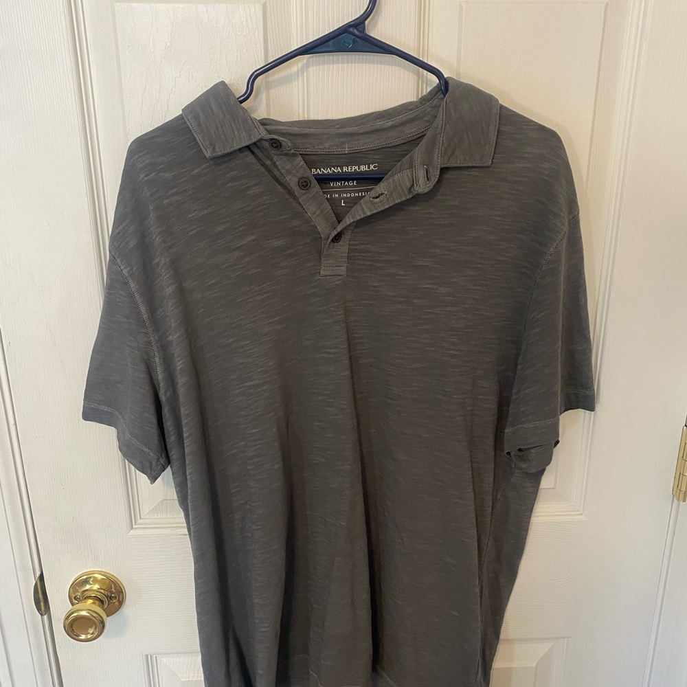 Banana Republic Gray Polo Shirt Casual Knit